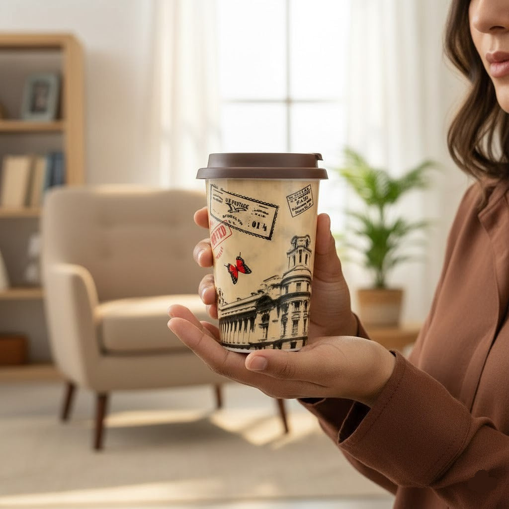 Printed Coffee Mug with Silicon Lid