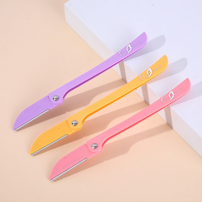3PCs Folding Eyebrow Razor with Handle