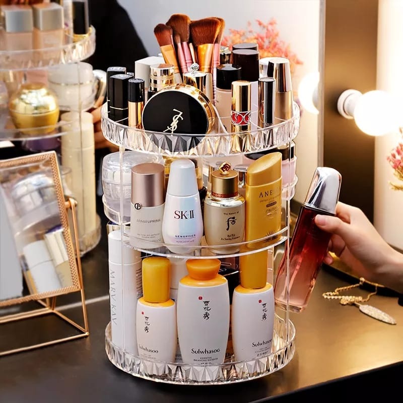 360 Rotating Diamond Makeup Cosmetic Organizer