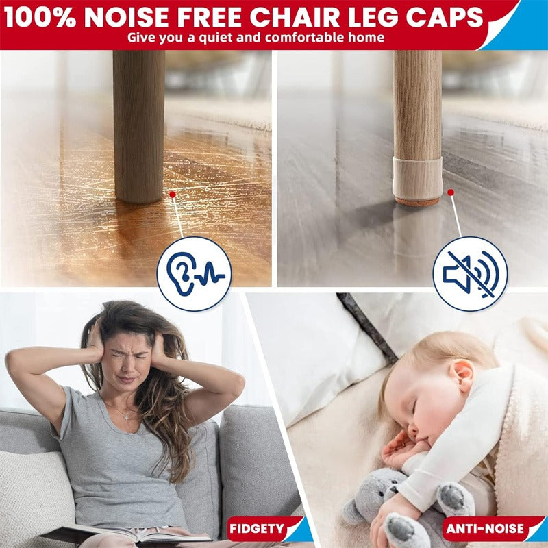 4 Pcs Silicone Chair Leg Protectors With Felt Pads
