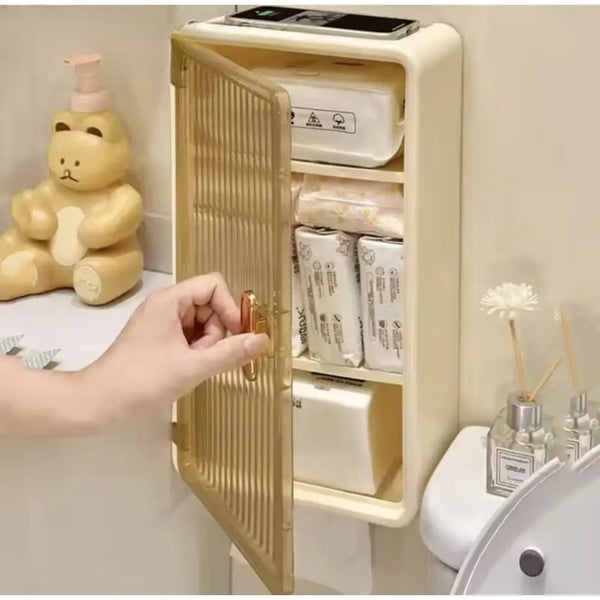 Wall Mounted Bathroom Shelf With Tissue Holder