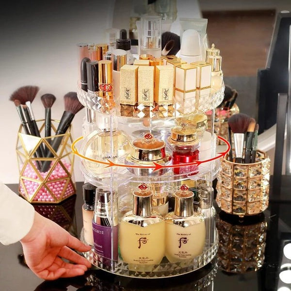 360 Rotating Diamond Makeup Cosmetic Organizer
