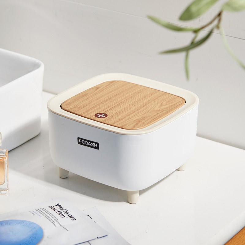 Desktop Trash Bin with Push Open Lid