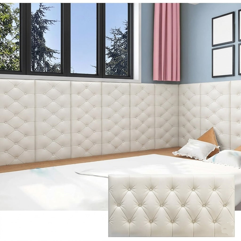 Self Adhesive 3D Fomic Wall Sticker - Off-White (28 x 14 Inch)
