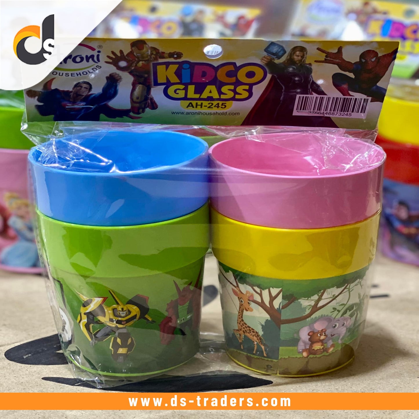 Pack Of 4 - Kids Glass With Printed Cartoon Characters