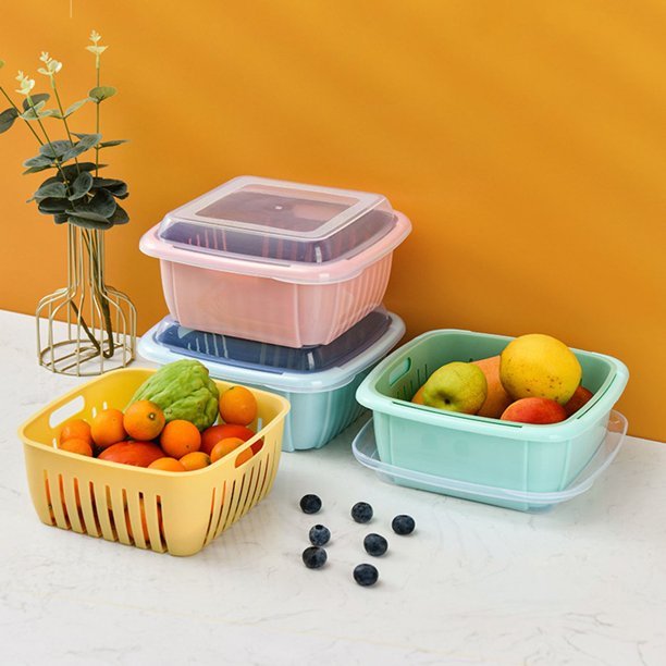 Fruit Vegetable Washing Drain Basket - Square Basket Strainer With Lid - Easy Wholesale