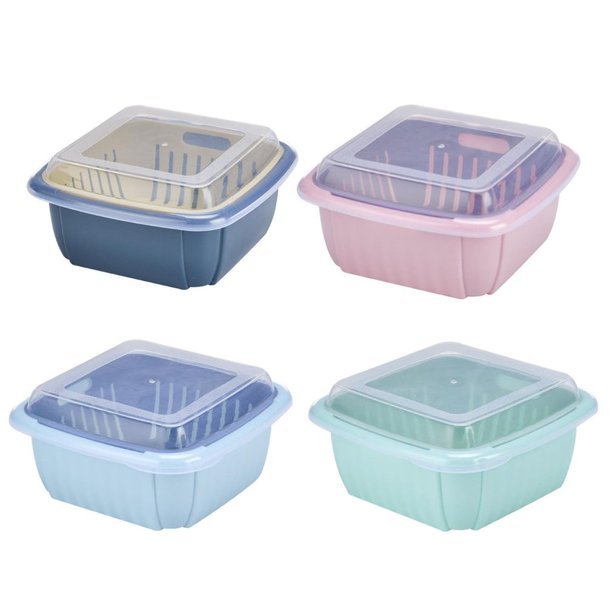 Fruit Vegetable Washing Drain Basket - Square Basket Strainer With Lid - Easy Wholesale