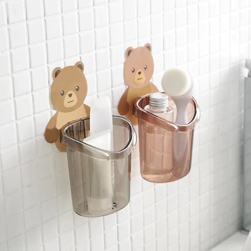 Home Bathroom Accessories Set Toothbrush Holder Toothpaste Storage Rack Wall Mount - Easy Wholesale