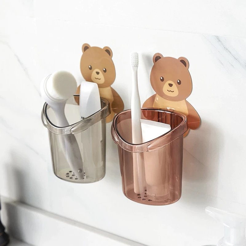 Home Bathroom Accessories Set Toothbrush Holder Toothpaste Storage Rack Wall Mount - Easy Wholesale