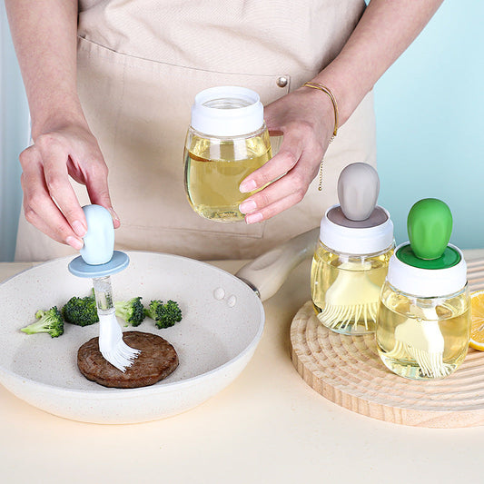 Glass Oil Bottle with Silicone Brush
