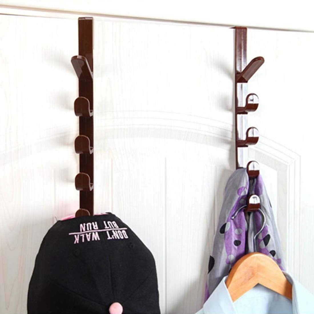 Over The Door Organizer Hanger Rack Coats Caps Clothes Holder with 5 Hooks - Easy Wholesale