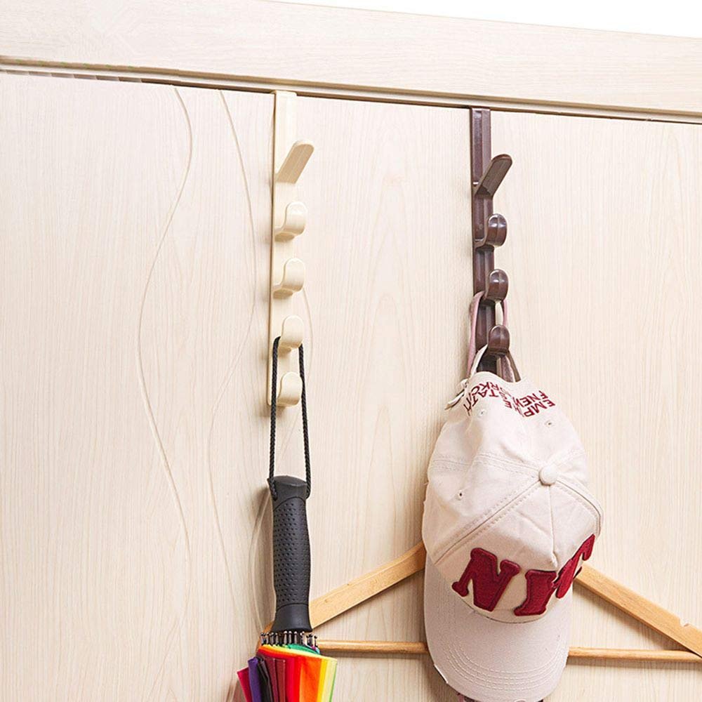 Over The Door Organizer Hanger Rack Coats Caps Clothes Holder with 5 Hooks - Easy Wholesale