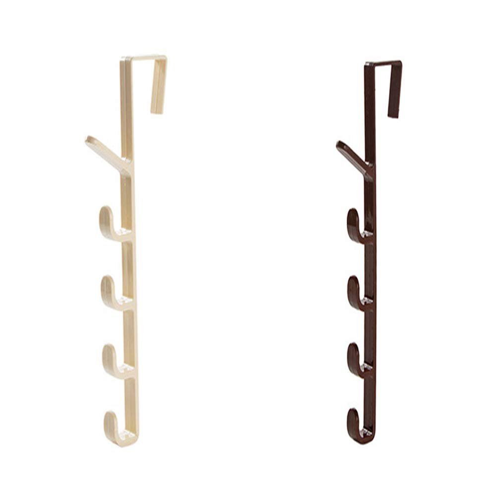 Over The Door Organizer Hanger Rack Coats Caps Clothes Holder with 5 Hooks - Easy Wholesale