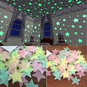 Pack of 100 - 3D Luminous Glowing Stars - Pink Color - Easy Wholesale