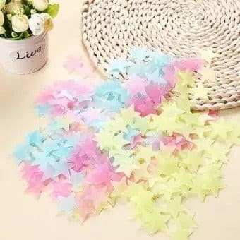Pack of 100 - 3D Luminous Glowing Stars - Pink Color - Easy Wholesale