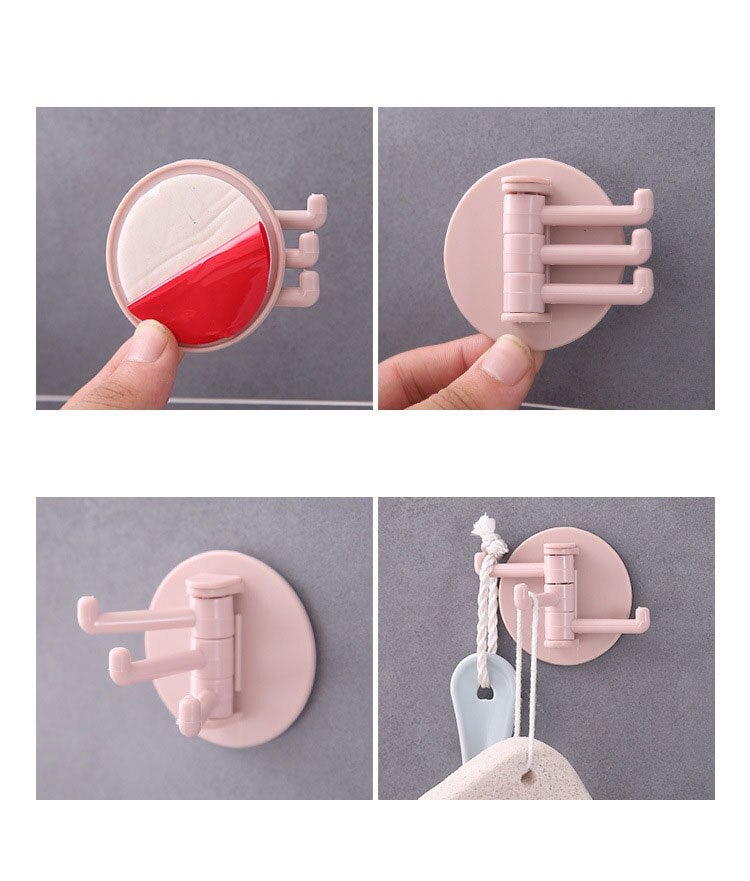 Pack Of 2 Self Adhesive 3 Branch Hook for Multipurpose Use - Easy Wholesale