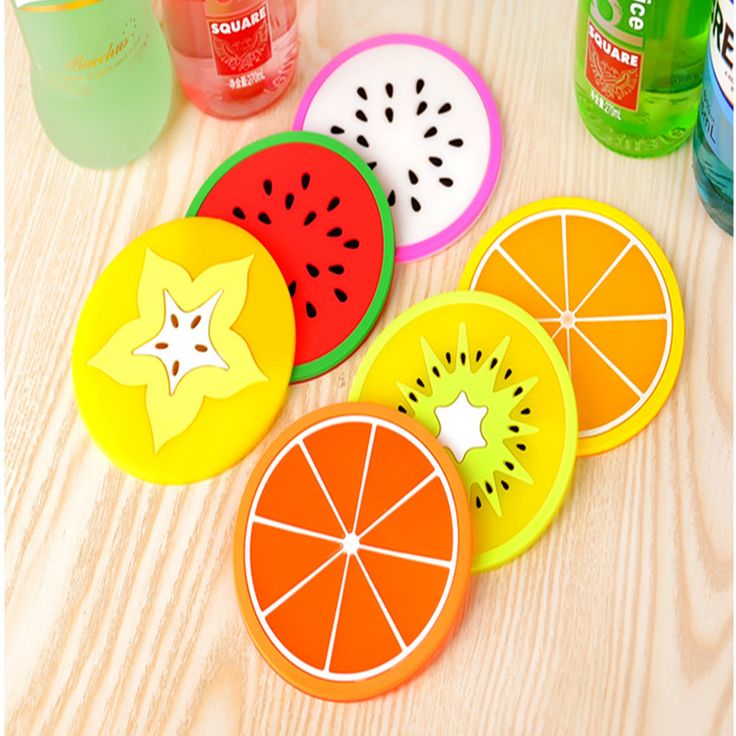 Pack of 5 silicone matts beautiful fruits slices shape Tea mat (Random Designs) - Easy Wholesale