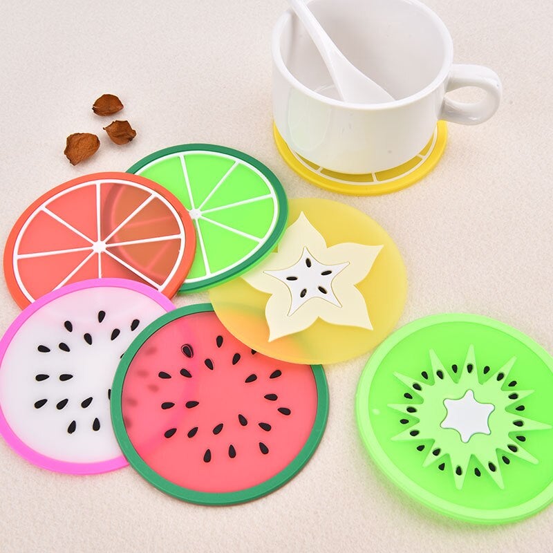 Pack of 5 silicone matts beautiful fruits slices shape Tea mat (Random Designs) - Easy Wholesale