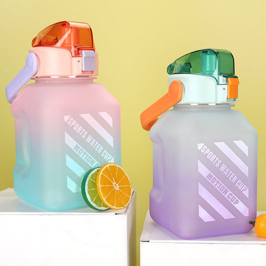 Portable High Value Square Sports Water Bottle With Straw. - Easy Wholesale