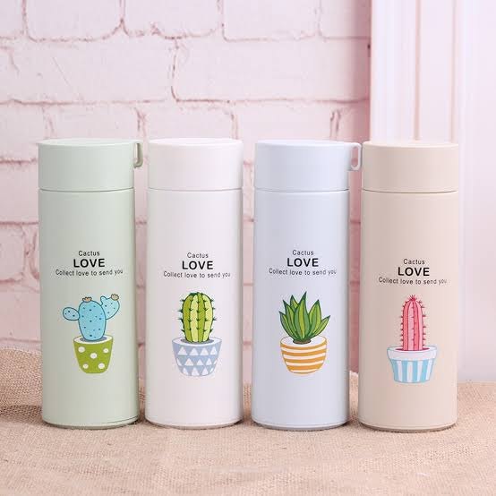 Plant Design Glass Water Bottle (450 ML)