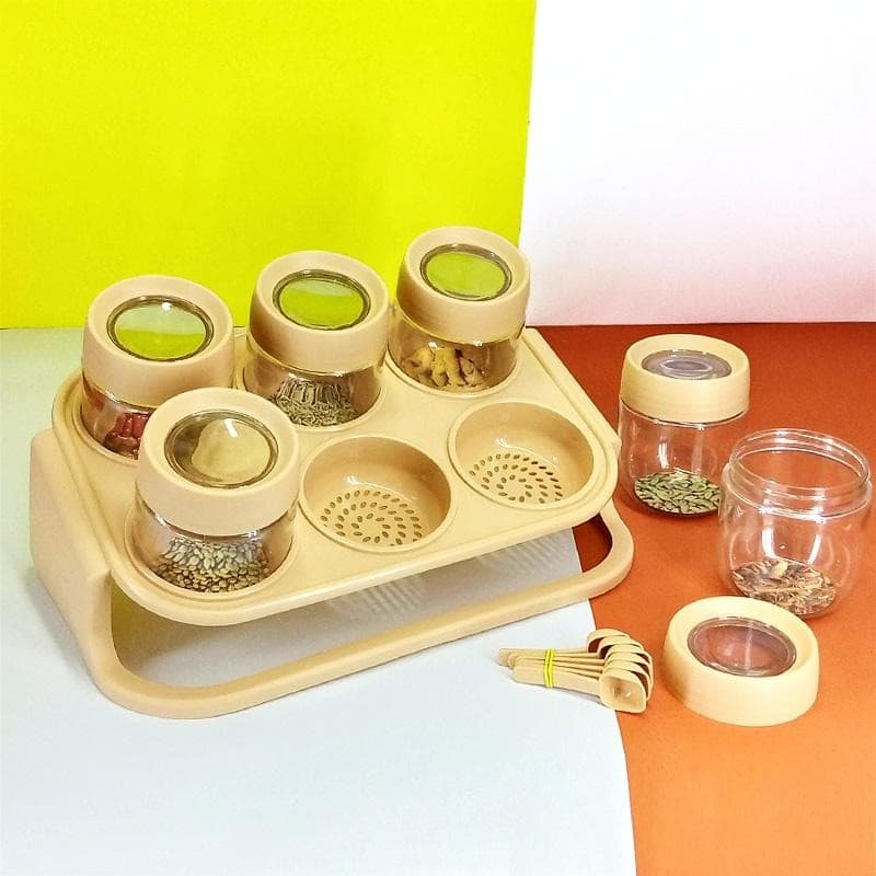 Spice Zone 6 Pieces Masala Rack With Elegant Stand - Easy Wholesale