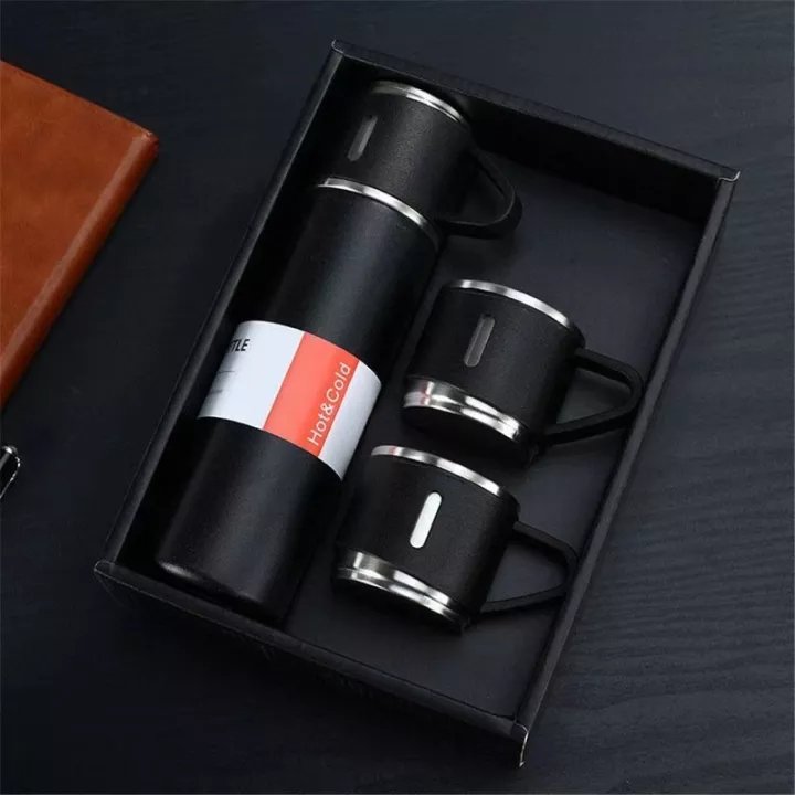 Stainless Steel Vacuum Flask Bottle Set with Cups - Easy Wholesale