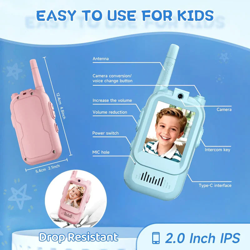 Rechargeable Video Walkie Talkie for Kids