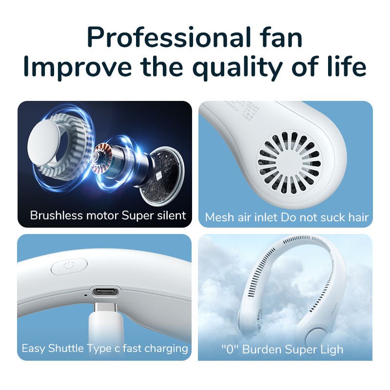 USB Rechargeable Portable Bladeless Neck Fan. - Easy Wholesale